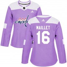 Women's Adidas Washington Capitals Philippe Maillet Purple ized Fights Cancer Practice Jersey - Authentic