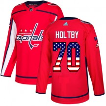 Men's Adidas Washington Capitals Braden Holtby Red USA Flag Fashion Jersey - Authentic