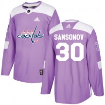 Men's Adidas Washington Capitals Ilya Samsonov Purple Fights Cancer Practice Jersey - Authentic