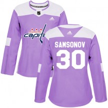 Women's Adidas Washington Capitals Ilya Samsonov Purple Fights Cancer Practice Jersey - Authentic