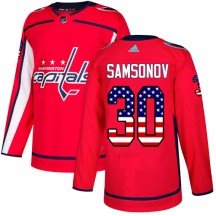Men's Adidas Washington Capitals Ilya Samsonov Red USA Flag Fashion Jersey - Authentic