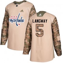 Youth Adidas Washington Capitals Rod Langway Camo Veterans Day Practice Jersey - Authentic
