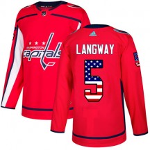 Men's Adidas Washington Capitals Rod Langway Red USA Flag Fashion Jersey - Authentic