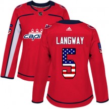 Women's Adidas Washington Capitals Rod Langway Red USA Flag Fashion Jersey - Authentic