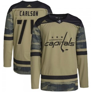 Men's Adidas Washington Capitals John Carlson Camo Military Appreciation Practice Jersey - Authentic
