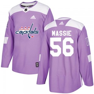Men's Adidas Washington Capitals Jake Massie Purple Fights Cancer Practice Jersey - Authentic