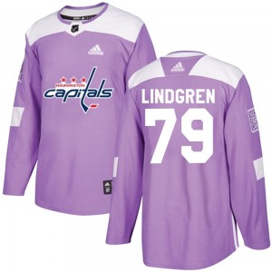 Youth Adidas Washington Capitals Charlie Lindgren Purple Fights Cancer Practice Jersey - Authentic