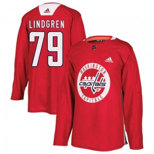 Youth Adidas Washington Capitals Charlie Lindgren Red Practice Jersey - Authentic