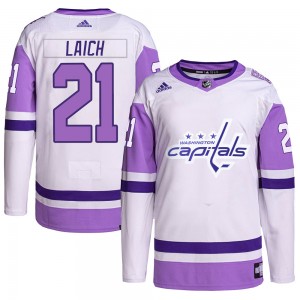 Men's Adidas Washington Capitals Brooks Laich White/Purple Hockey Fights Cancer Primegreen Jersey - Authentic