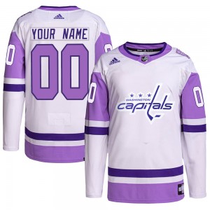 Youth Adidas Washington Capitals Custom White/Purple Custom Hockey Fights Cancer Primegreen Jersey - Authentic