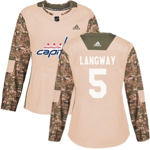 Women's Adidas Washington Capitals Rod Langway Camo Veterans Day Practice Jersey - Authentic