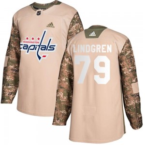 Youth Adidas Washington Capitals Charlie Lindgren Camo Veterans Day Practice Jersey - Authentic