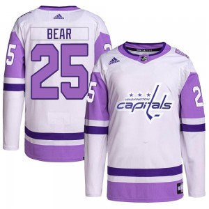 Men's Adidas Washington Capitals Ethan Bear White/Purple Hockey Fights Cancer Primegreen Jersey - Authentic
